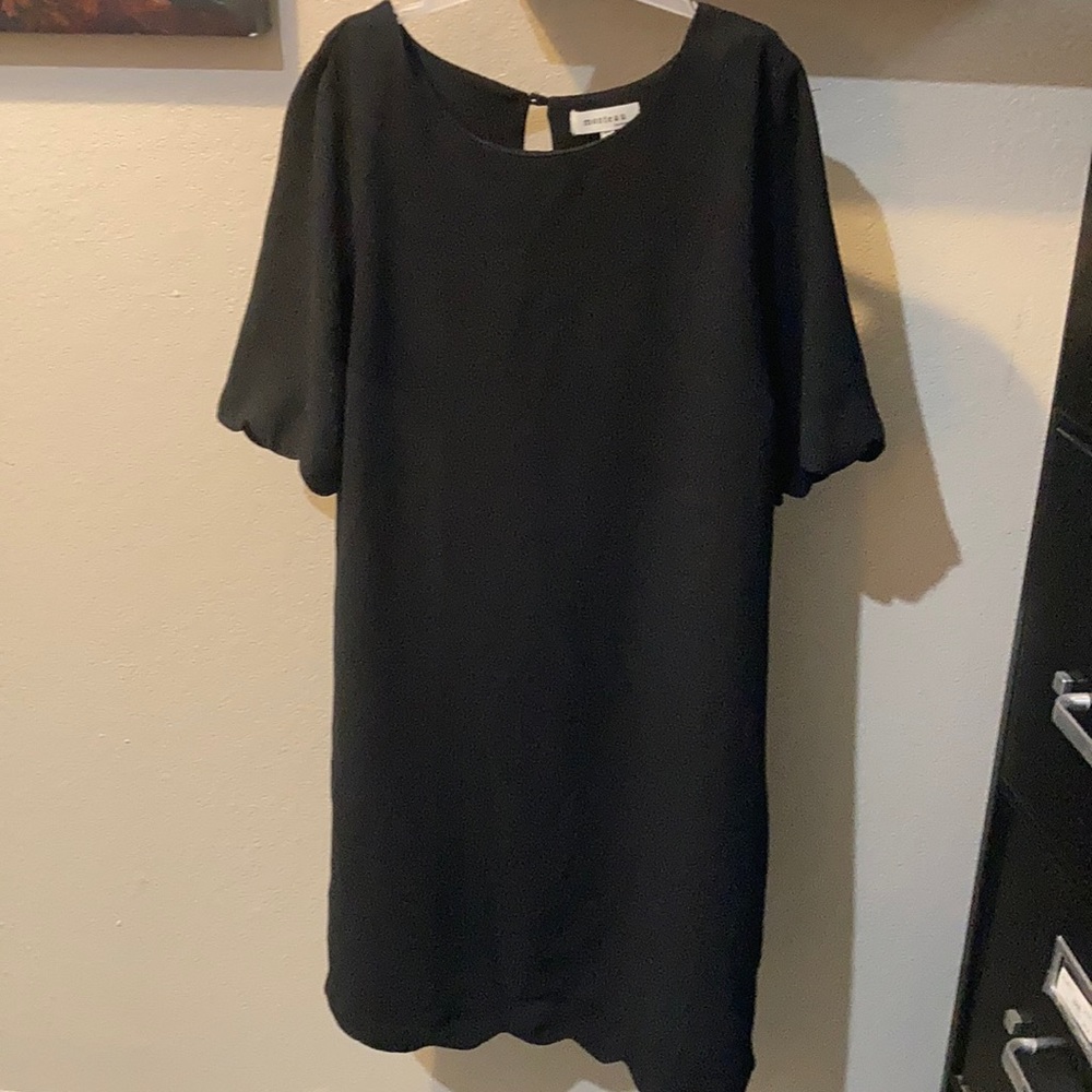Monteau Little Black Dress with Scalloped Edges